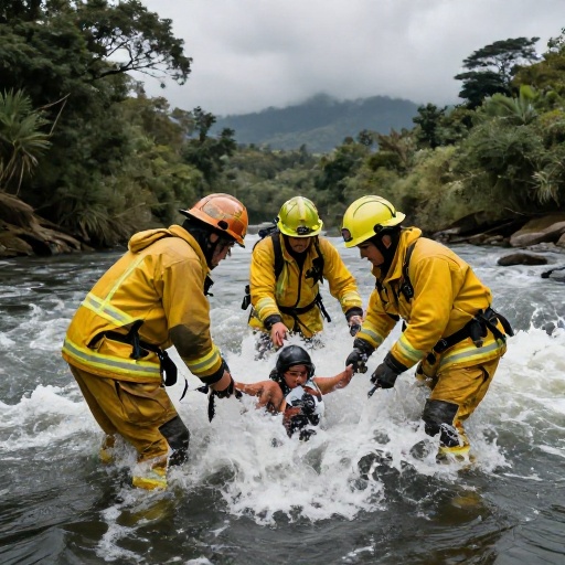Bomberos de Samborondón rescatan a motociclista tras caída al río Daule