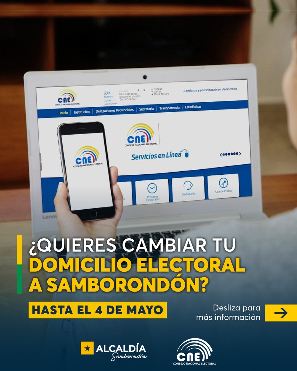 Samborondón abre plazo para cambio de domicilio electoral hasta el 4 de mayo