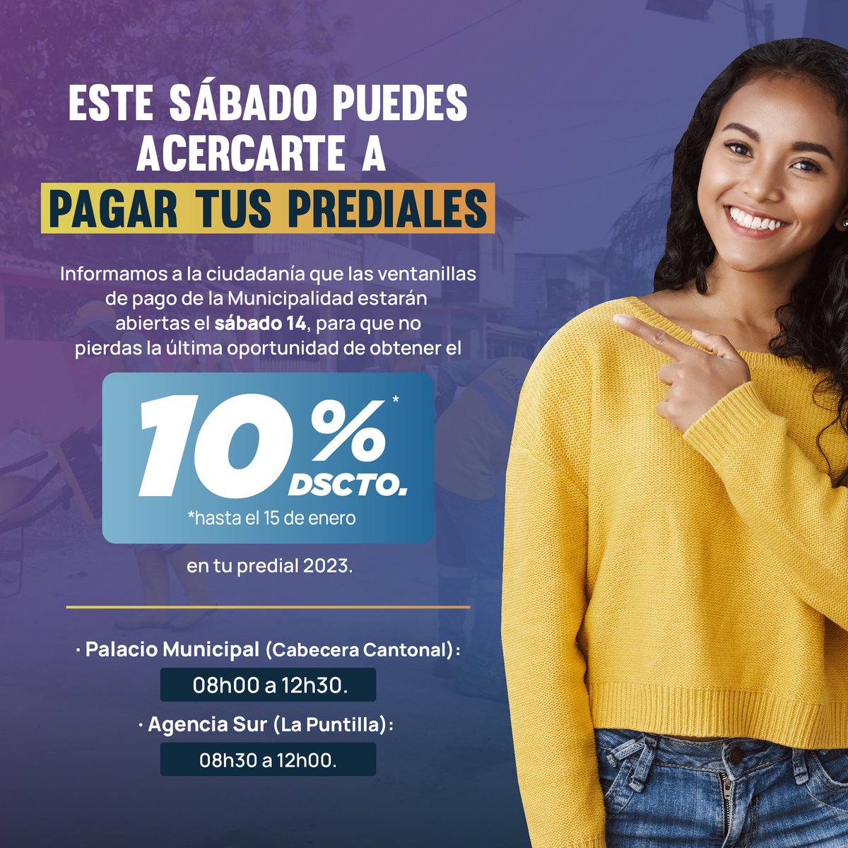 Ventanillas de pago del GAD Samborondón abren este sábado 14