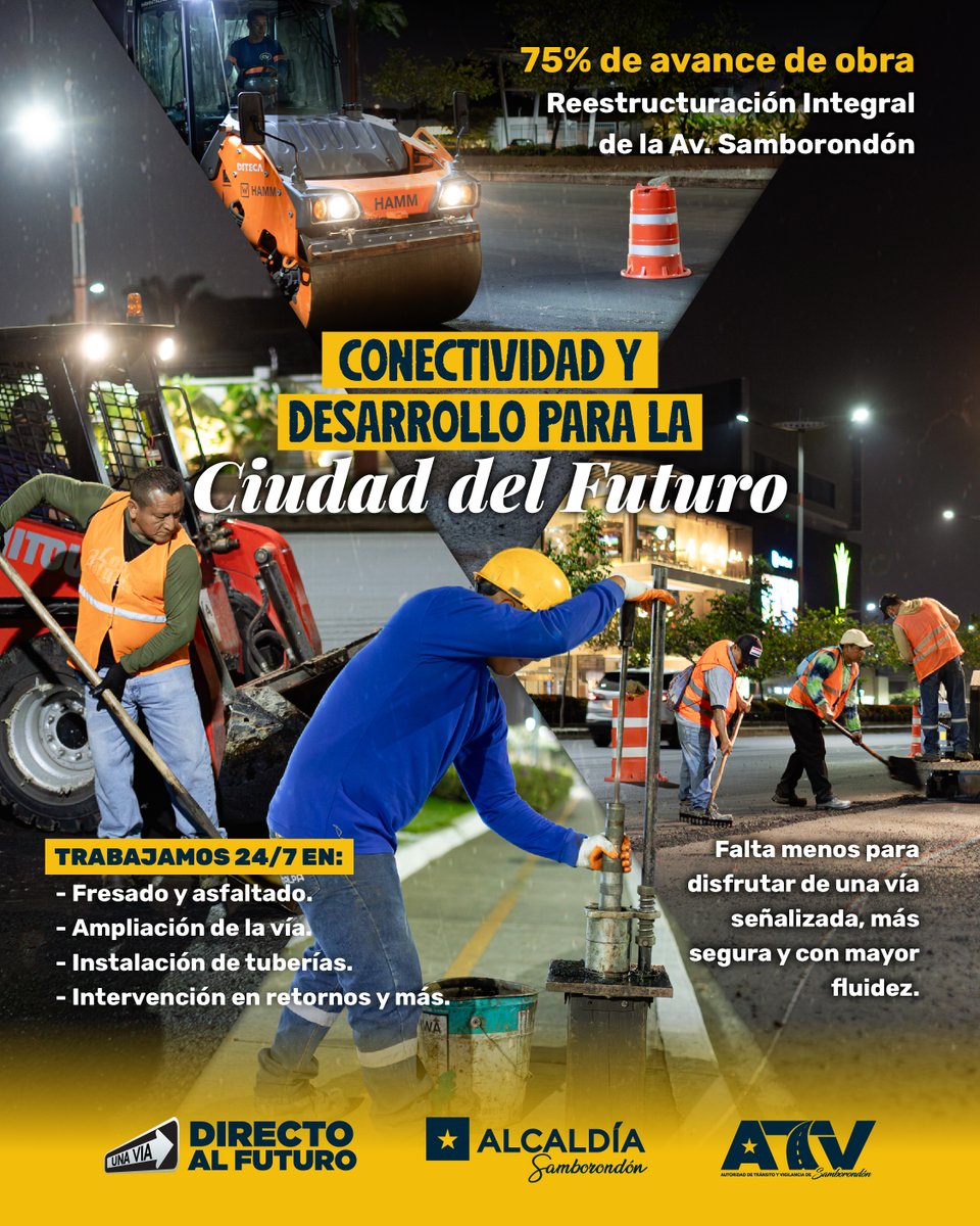Av. Samborondón avanza al 75% y promete mayor fluidez vehicular