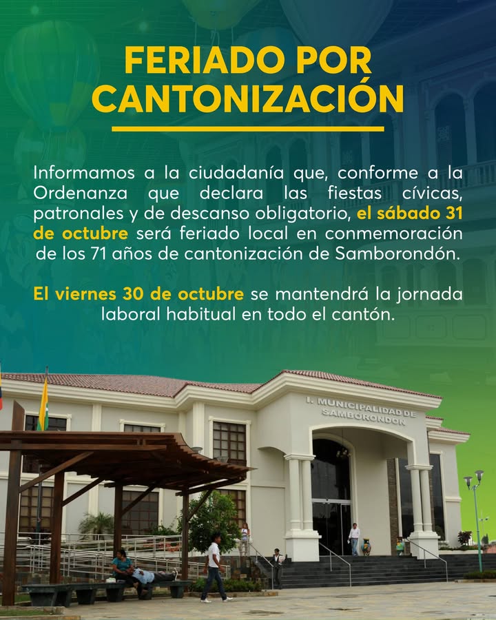 Samborondón cierra sus puertas este lunes y martes por feriado nacional