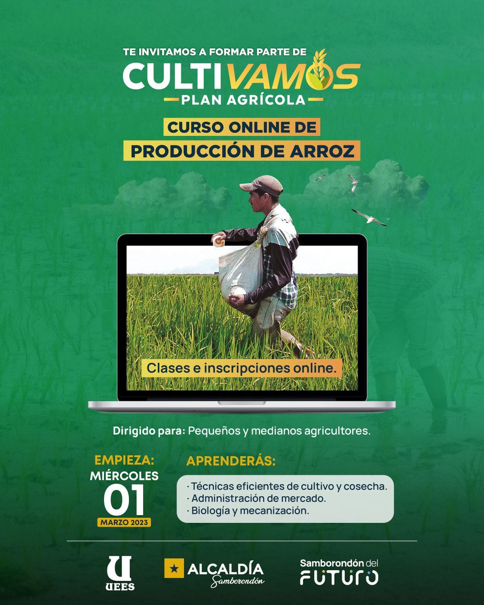 Samborondón abre más cupos para el curso online de arroz