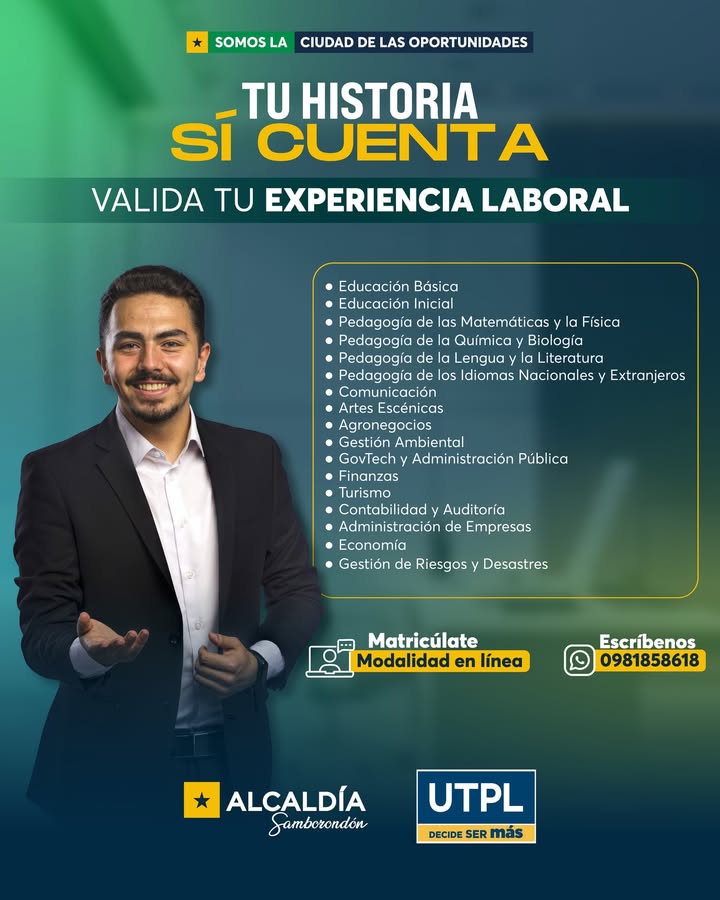 Municipio de Samborondón y UTPL ofrecen becas para validar experiencia laboral