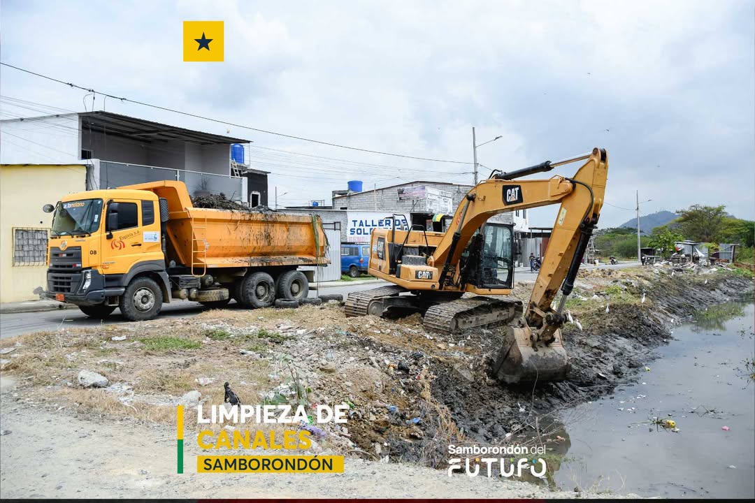 GAD Samborondón mantiene limpieza del canal Las Trancas ante lluvias