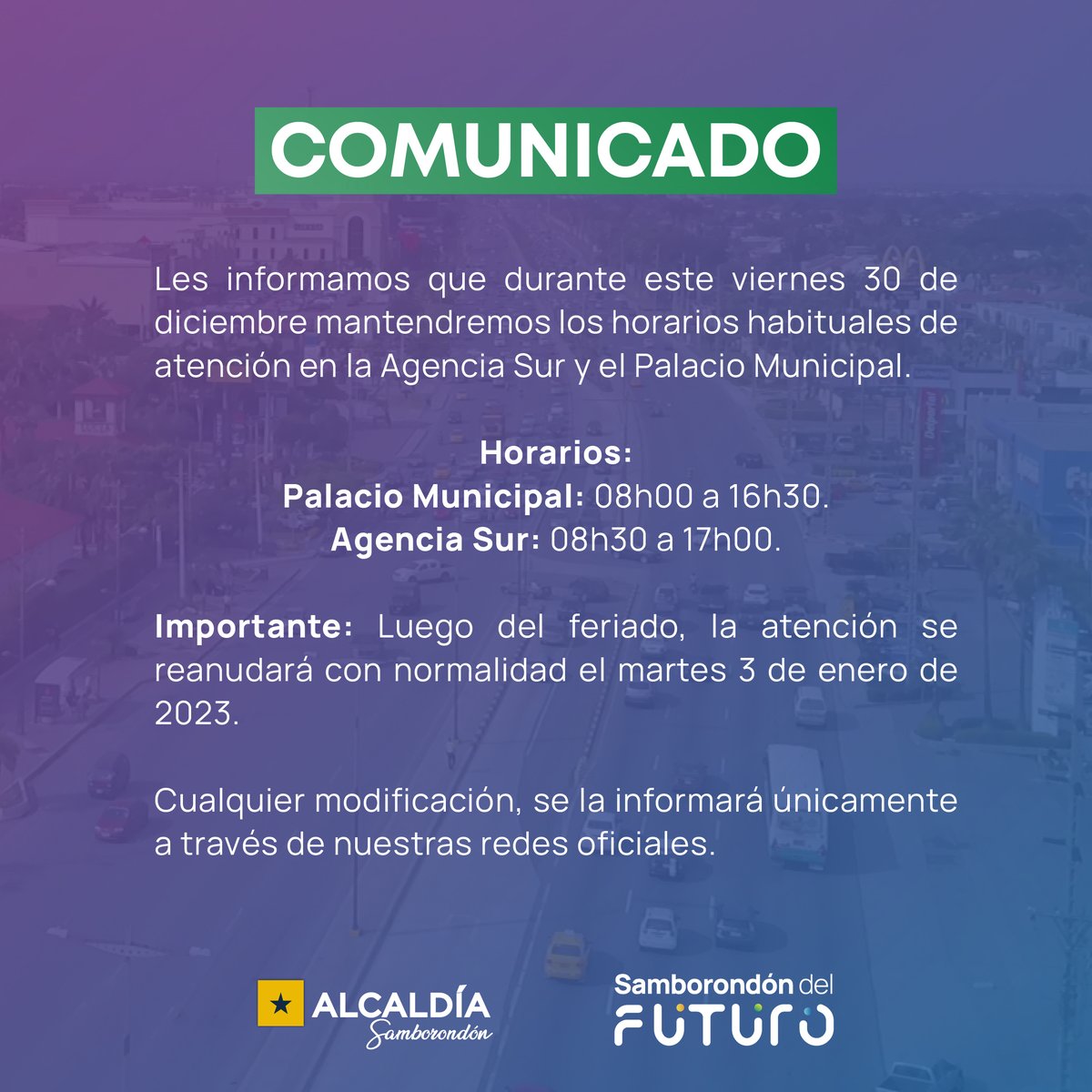 Trámites en Samborondón: Agencias abiertas este viernes 30 de diciembre