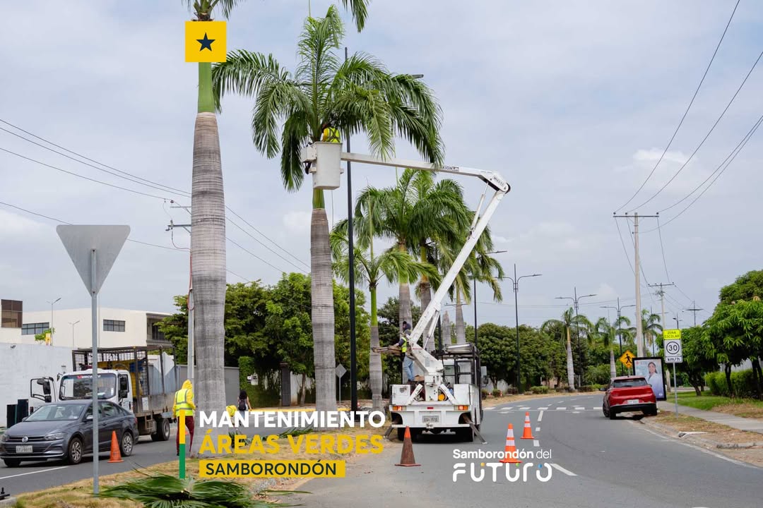 GAD Samborondón inicia mantenimiento integral del parterre central de Ciudad Celeste