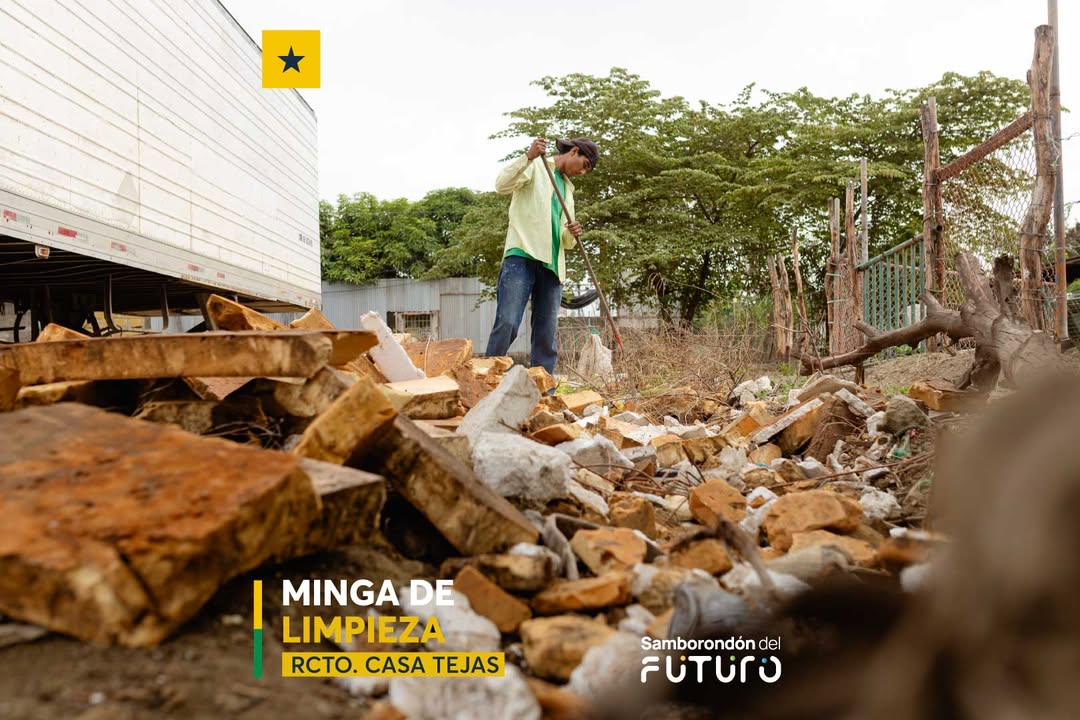 Minga de limpieza en Casa Tejas fortalece la prevención ante las lluvias en Samborondón