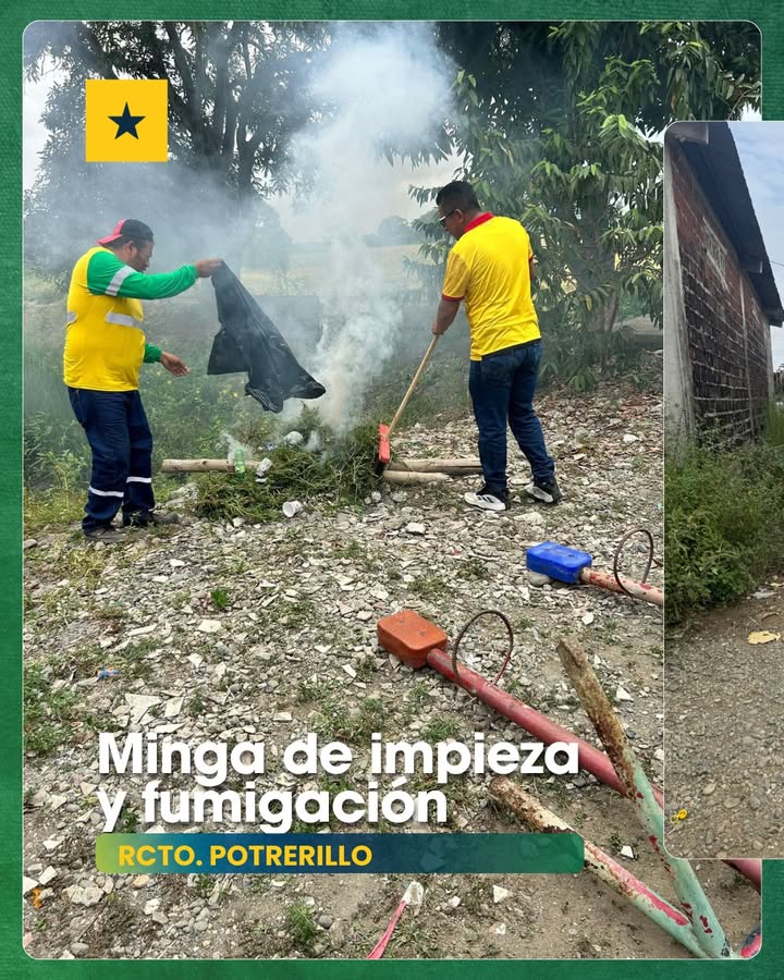 Jornada de limpieza y fumigación une a vecinos y municipales en Potrerillo