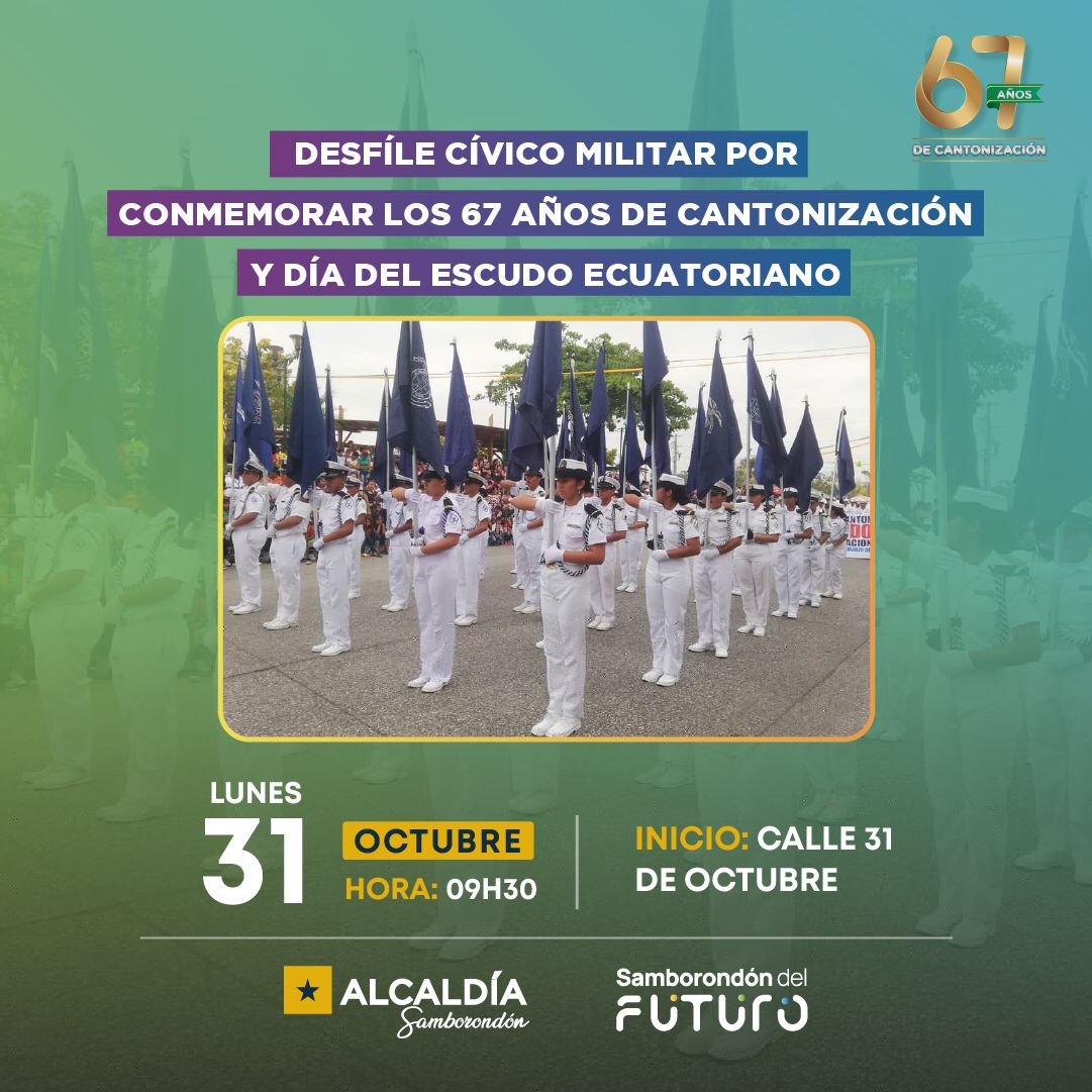 Desfile Cívico Militar celebra 67 años de cantonización en Samborondón